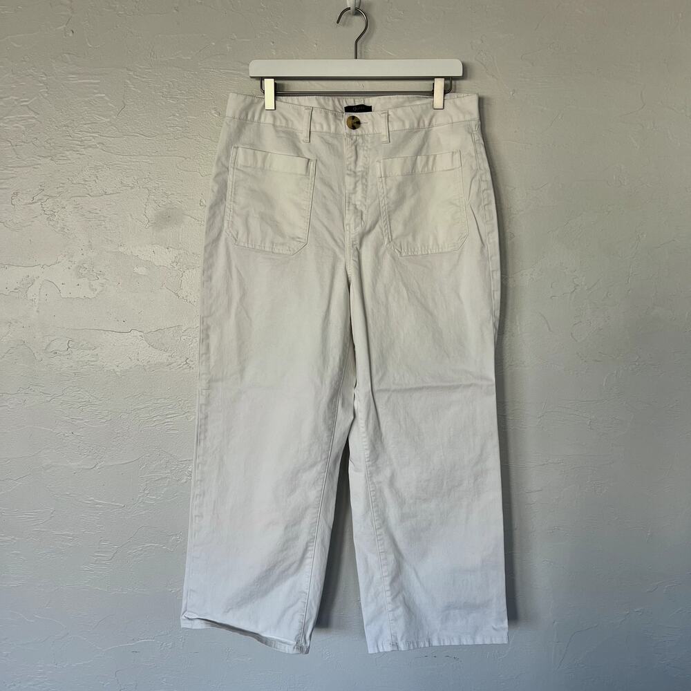 Quince Organic Stretch Cotton Chino Cropped Wide Leg Pants Frost size 14 - Picture 5 of 6
